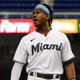 Lewis Brinson of the Miami Marlins shouts to the crowd after hitting a double for two rbi’s in the eighth inning against the New York Mets at loanDepot park on August 05, 2021 in Miami, Florida.